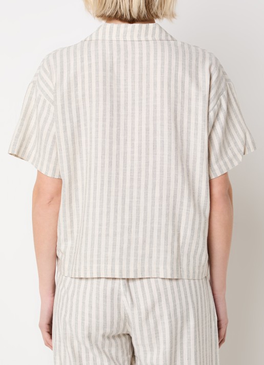 by-bar Jake Marine blouse in linnenblend  - achterkant creme