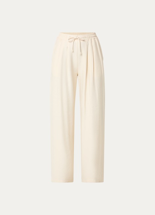 by-bar Jaxx high waist loose fit broek met steekzakken - voorkant 3 ivoor
