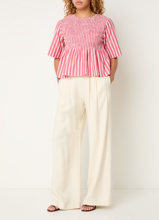 by-bar Jaxx high waist loose fit broek met steekzakken - voorkant 4 ivoor