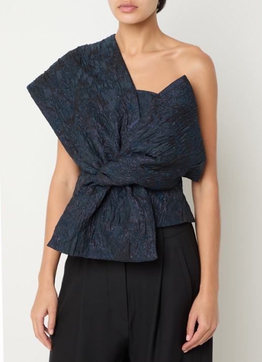 by-bar Jula asymmetrische top met jacquard dessin en lurex
