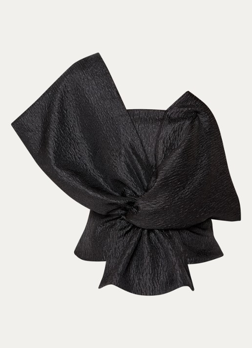 by-bar Jula on shoulder top met geknoopt detail en structuur - voorkant 2 zwart