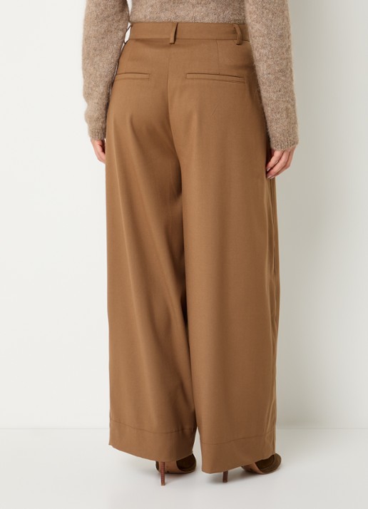 by-bar Jule mid waist wide fit pantalon met steekzakken - achterkant 2 camel