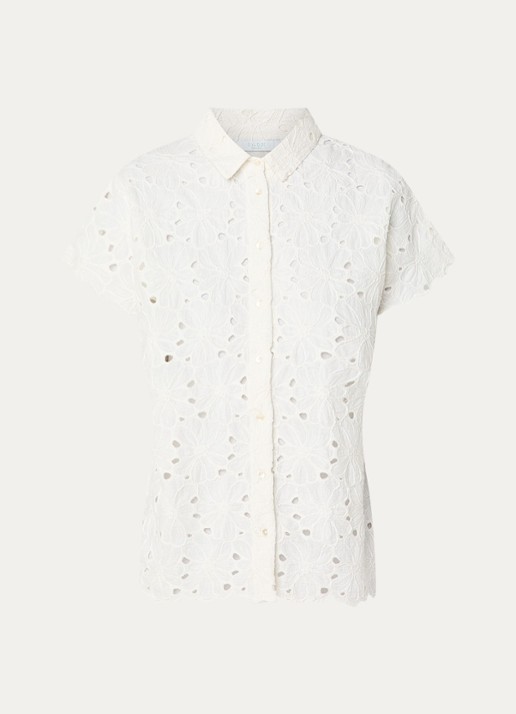 by-bar Karly blouse met broderie - voorkant 3 gebroken wit
