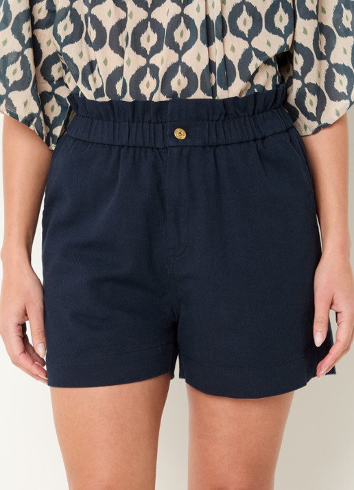 by-bar Leon high waist straight fit korte broek met steekzakken