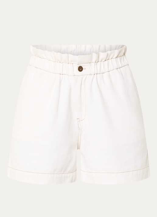 by-bar Leon high waist straight leg korte broek van denim met gekleurde wassing - voorkant 2 gebroken wit