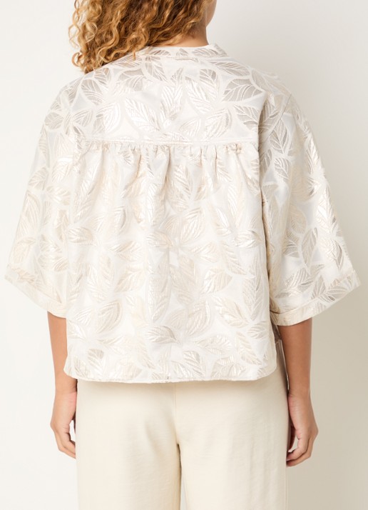 by-bar Levy tuniek met jacquard dessin - achterkant gebroken wit
