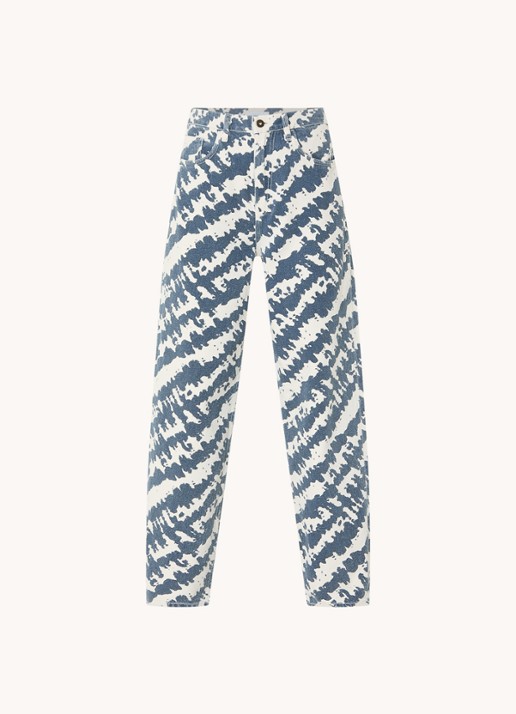 by-bar Lew high waist loose fit jeans met print - voorkant 2 indigo