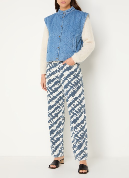 by-bar Lew high waist loose fit jeans met print - voorkant 3 indigo