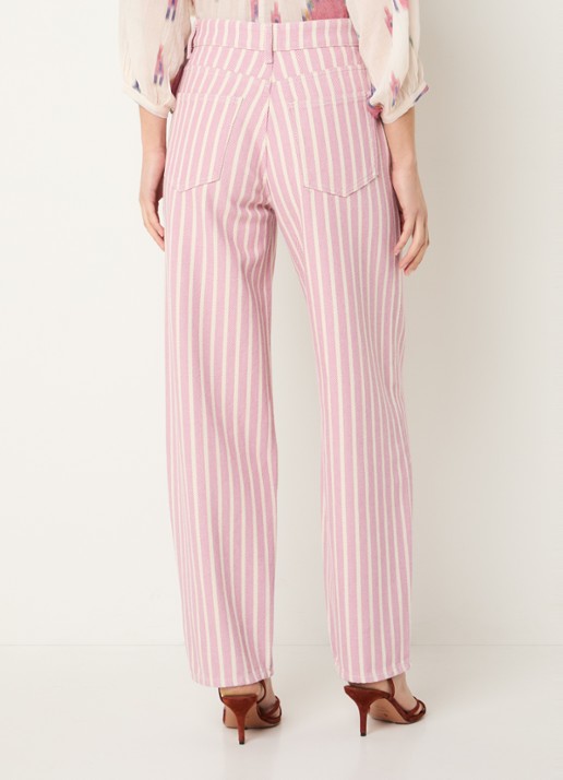 by-bar Lew high waist straight fit broek met streepprint - achterkant 3 roze