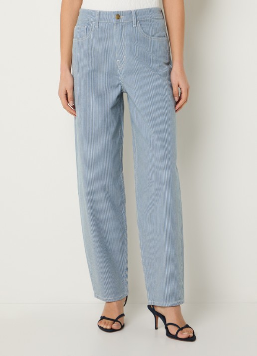 by-bar Lew high waist straight fit broek met streepprint