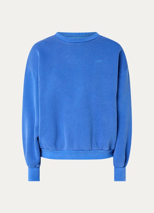 by-bar Lili Lucky sweater met borduring - voorkant blauw