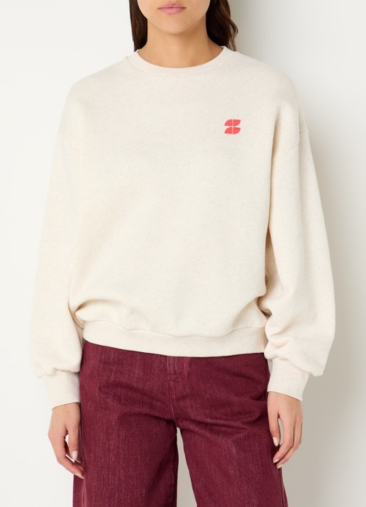 by-bar Lili sweater met front- en backprint - achterkant 3 creme