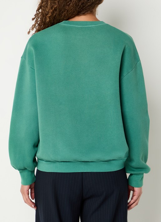 by-bar Lill sweater met logo en ronde hals - achterkant turquoise