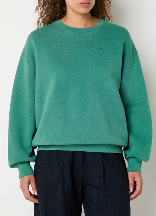 by-bar Lill sweater met logo en ronde hals
