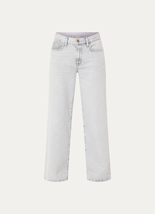 by-bar Lilo high waist wide leg jeans met strikceintuur - voorkant 4 lichtgrijs