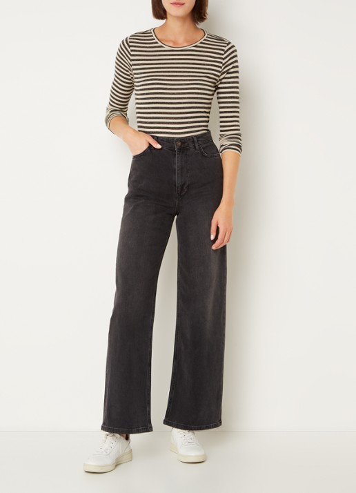 by-bar Lina MJ high waist wide leg jeans met steekzakken - voorkant 2 antraciet