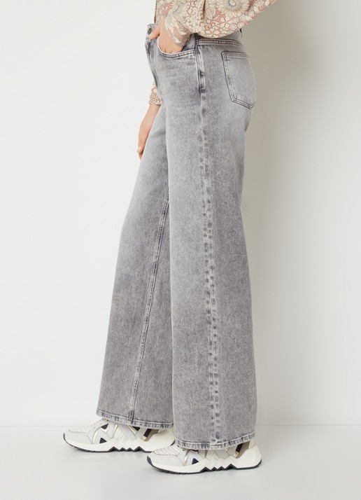 by-bar Lina MJ high waist wide leg jeans met steekzakken - detail 5 grijs
