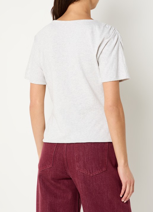 by-bar Lola Heavy Flame fijngebreide top met asymmetrisch detail - achterkant grijsmele