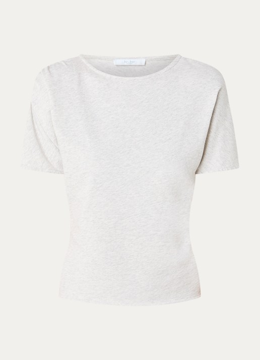 by-bar Lola Heavy Flame fijngebreide top met asymmetrisch detail - voorkant 2 grijsmele