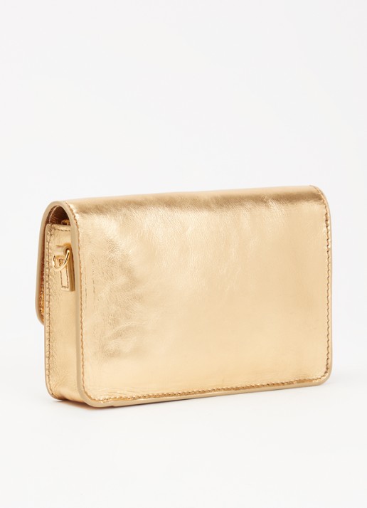 by-bar Loua crossbodytas met metallic finish - achterkant 3 goud