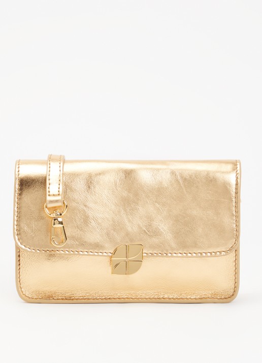 by-bar Loua crossbodytas met metallic finish - voorkant 4 goud