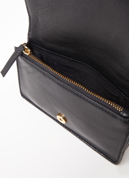 by-bar Loua crossbodytas van leer - detail 3 zwart