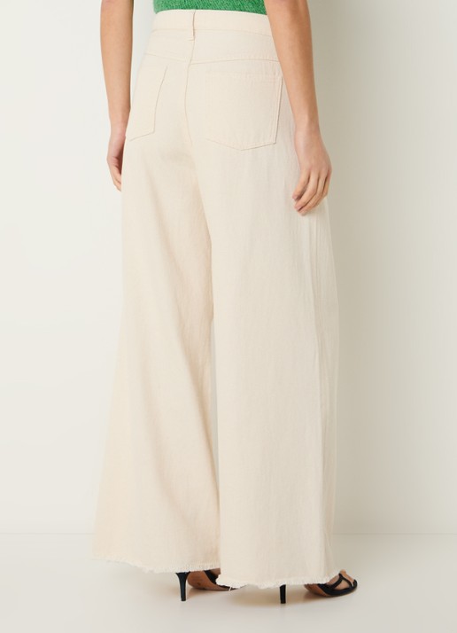 by-bar Lux high waist wide fit broek met steekzakken - achterkant 2 creme