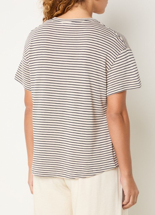 by-bar Mace T-shirt met streepprint - achterkant 4 gebroken wit