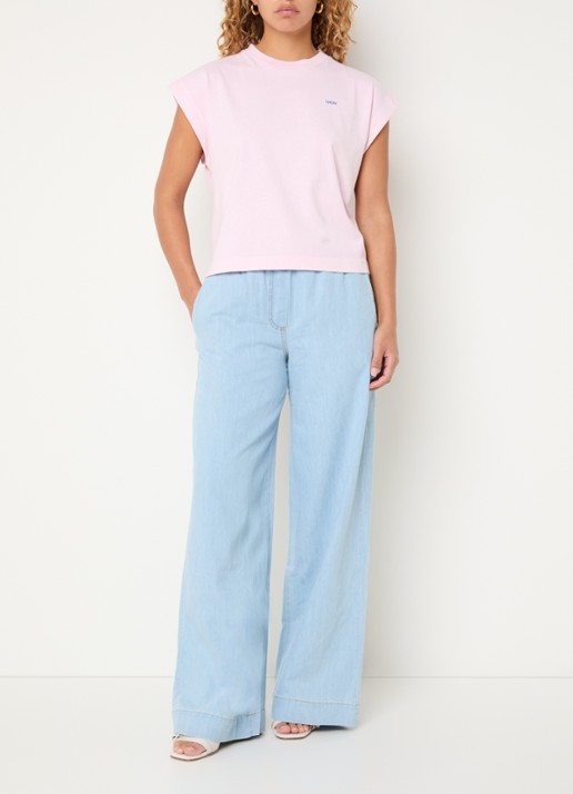 by-bar Mason T-shirt met borduring - voorkant 2 lichtroze