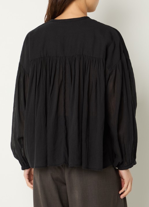 by-bar Mine semi-transparante blouse met ballonmouw - achterkant 4 zwart