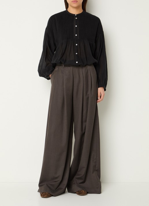 by-bar Mine semi-transparante blouse met ballonmouw - voorkant 2 zwart