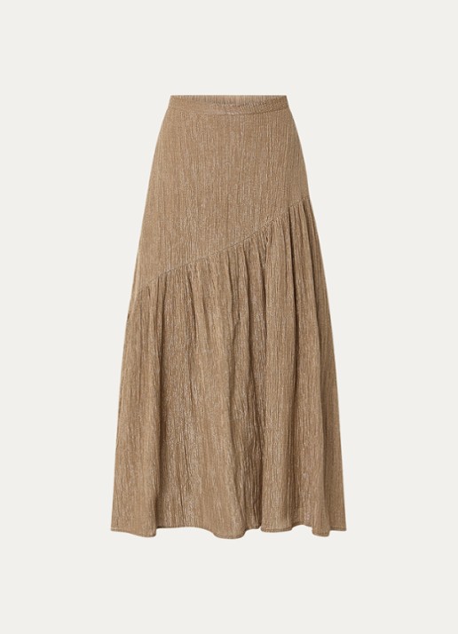 by-bar Myra midi rok met lurex - voorkant lichtbruin