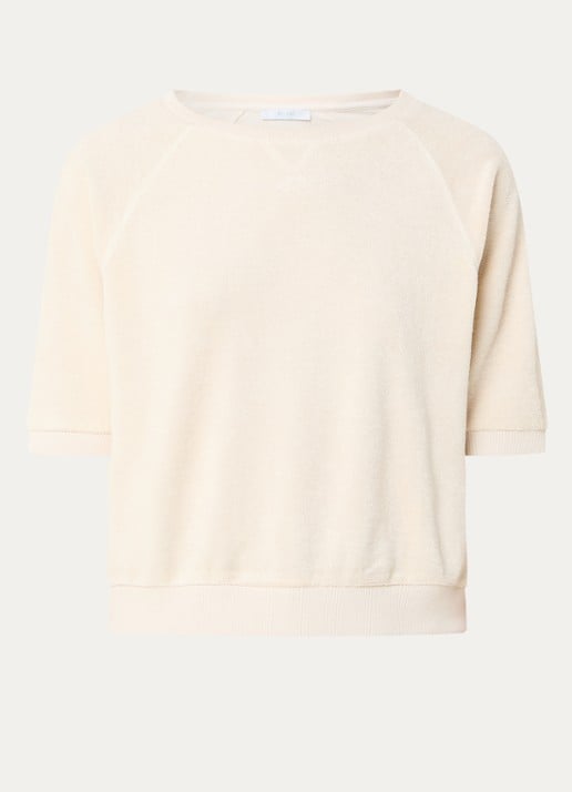 by-bar Neva sweater van badstof in  katoenblend - voorkant 3 creme