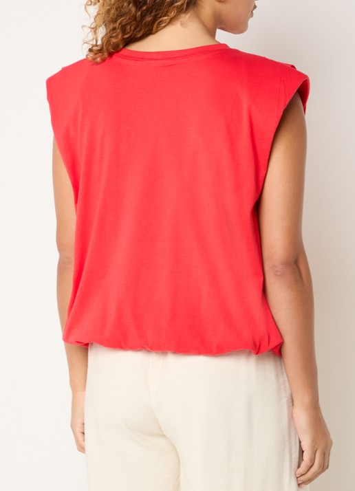 by-bar Nilou mouwloze top met schoudervulling - achterkant rood