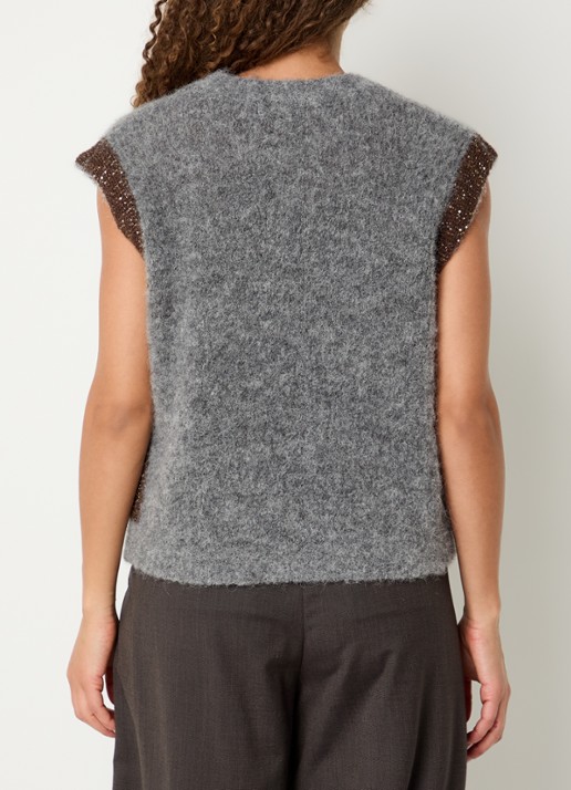 by-bar Noby grofgebreide spencer in alpaca wolblend - achterkant 4 grijsmele