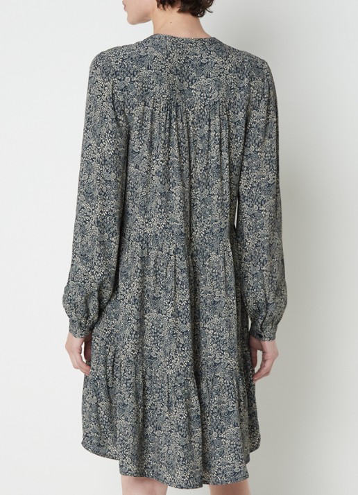 by-bar Nono gelaagde mini blousejurk met print - achterkant donkerblauw