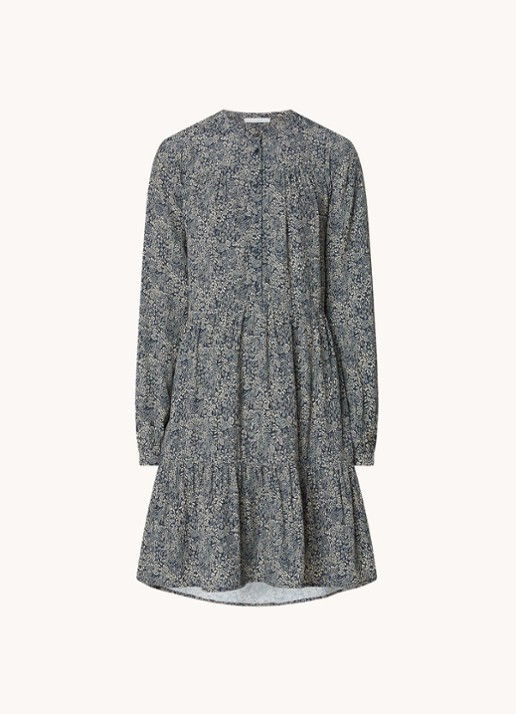 by-bar Nono gelaagde mini blousejurk met print - voorkant 3 donkerblauw