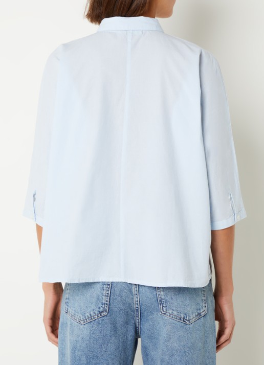 by-bar Norel blouse van chambray - achterkant 4 lichtblauw