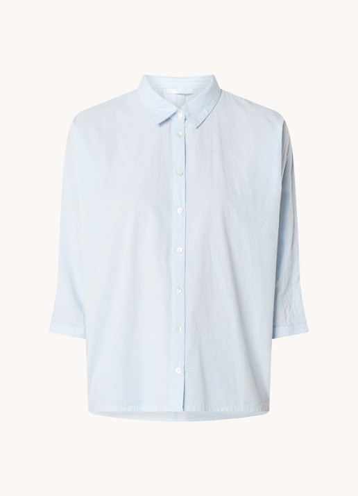 by-bar Norel blouse van chambray - voorkant lichtblauw