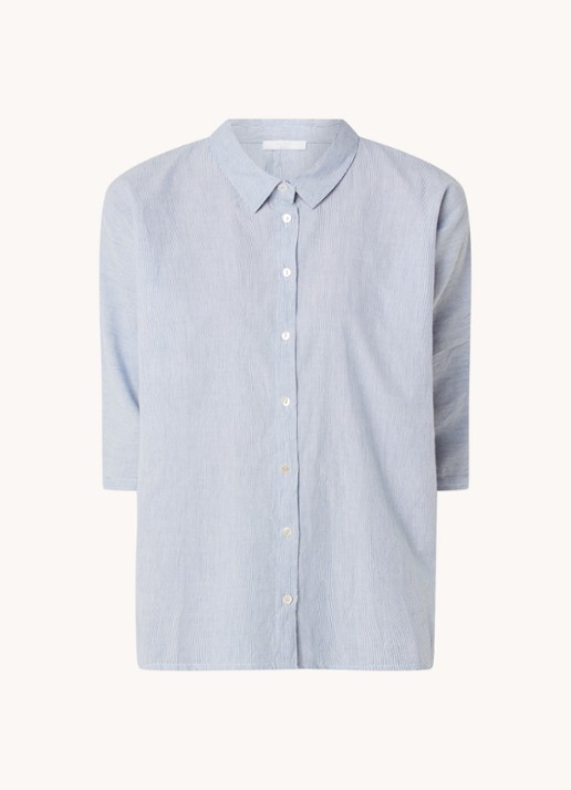 by-bar Norel oversized blouse met streepprint - voorkant 3 lichtblauw