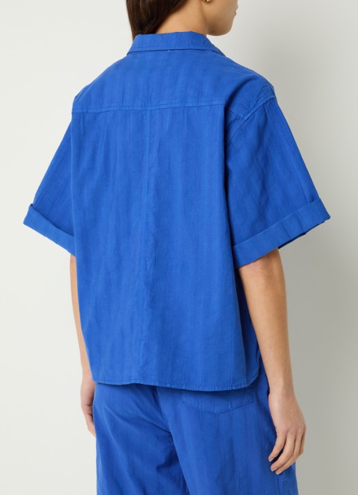 by-bar Novi blouse met borstzak - achterkant kobaltblauw