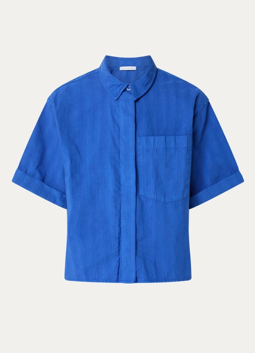 by-bar Novi blouse met borstzak - voorkant 2 kobaltblauw