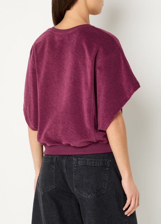 by-bar Nuki Slob top van badstof - achterkant aubergine