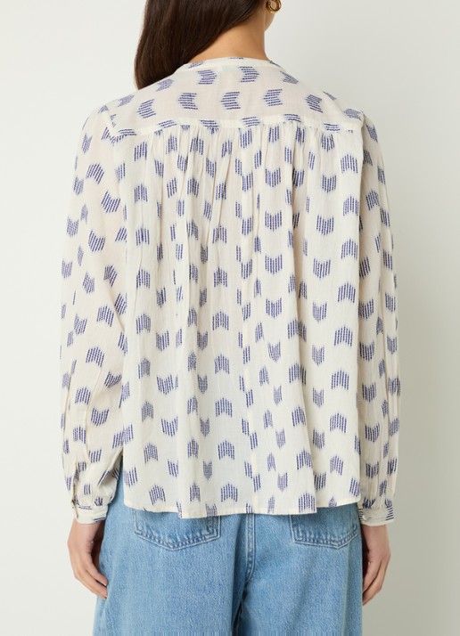 by-bar Nyka blouse met print - achterkant 3 gebroken wit