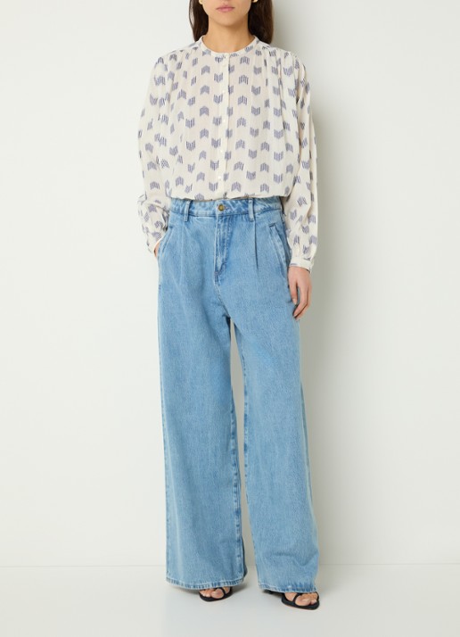 by-bar Nyka blouse met print - voorkant 2 gebroken wit
