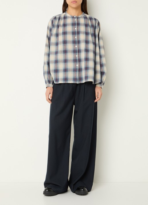 by-bar Nyka blouse met ruitdessin - voorkant 2 donkerblauw