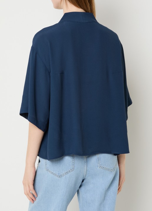 by-bar Owen tuniek met V-hals - achterkant donkerblauw