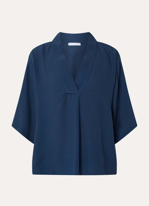 by-bar Owen tuniek met V-hals - voorkant 3 donkerblauw
