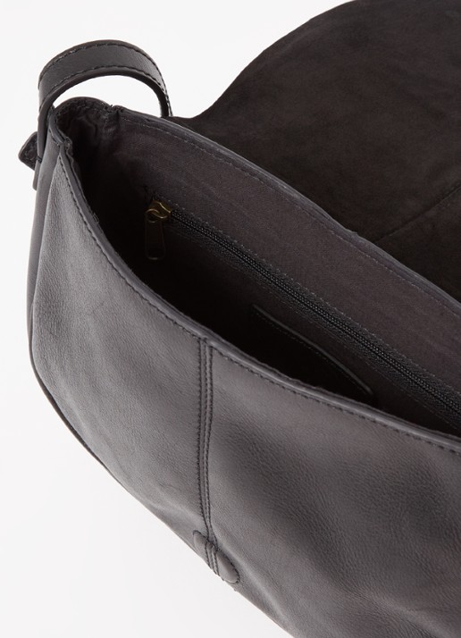 by-bar Paris crossbodytas van leer - detail zwart