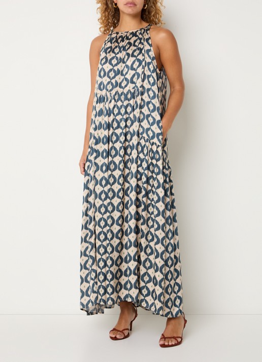 by-bar Peggy maxi jurk met print en steekzakken